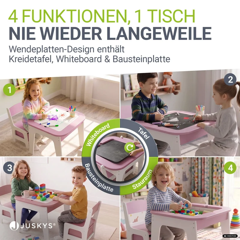 Table et chaises enfant Milou – 2 chaises et rangement