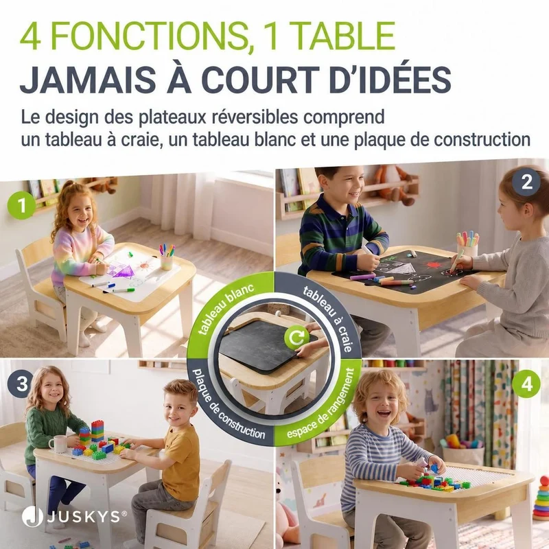 Table et chaises enfant Milou – 2 chaises et rangement