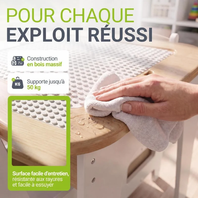 Table et chaises enfant Milou – 2 chaises et rangement