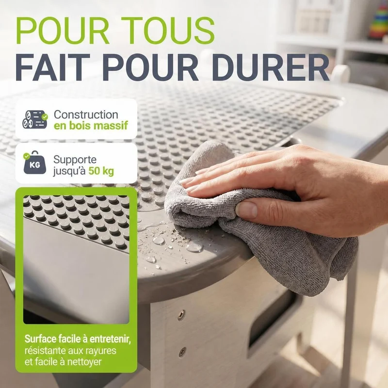 Table et chaises enfant Milou – 2 chaises et rangement
