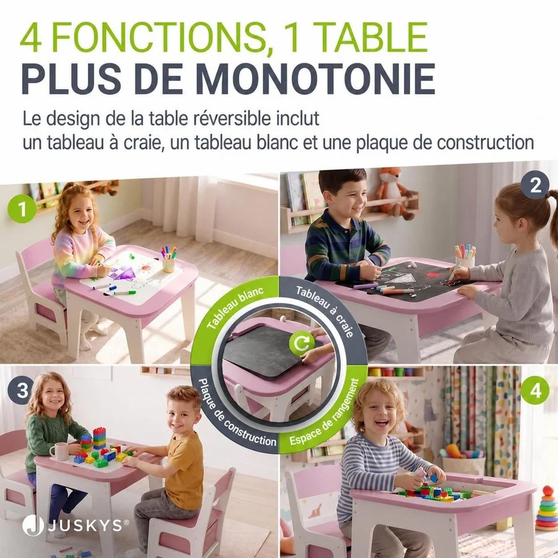 Table et chaises enfant Milou – 2 chaises et rangement
