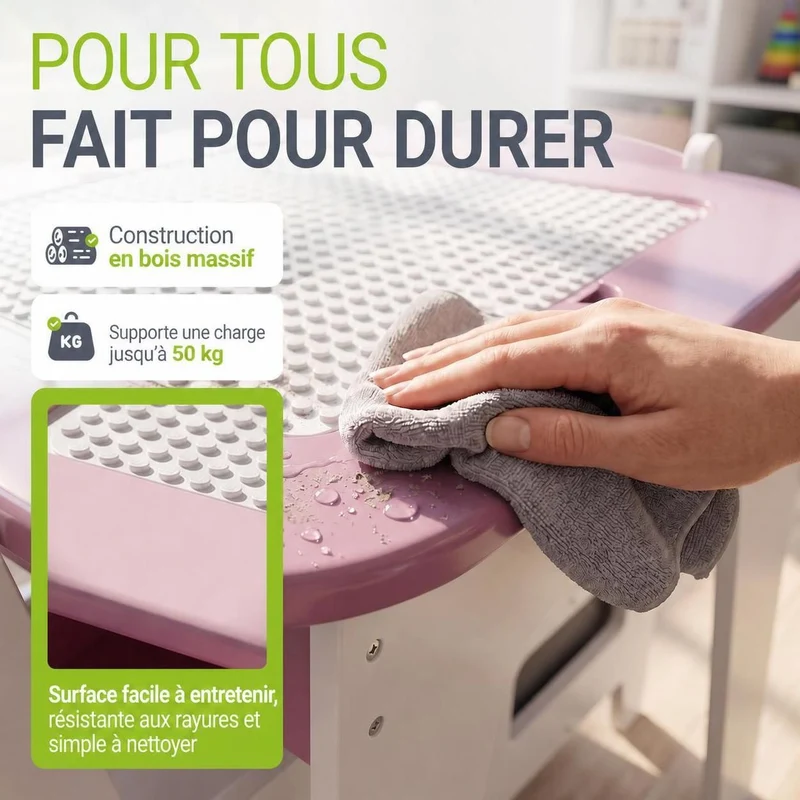 Table et chaises enfant Milou – 2 chaises et rangement