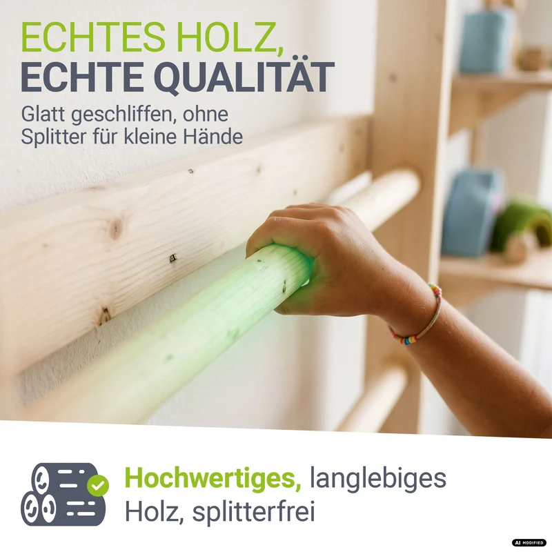 Espalier enfant en bois – échelle, anneaux et barre