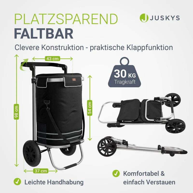 Chariot de courses 3 en 1 pliable – 56 L