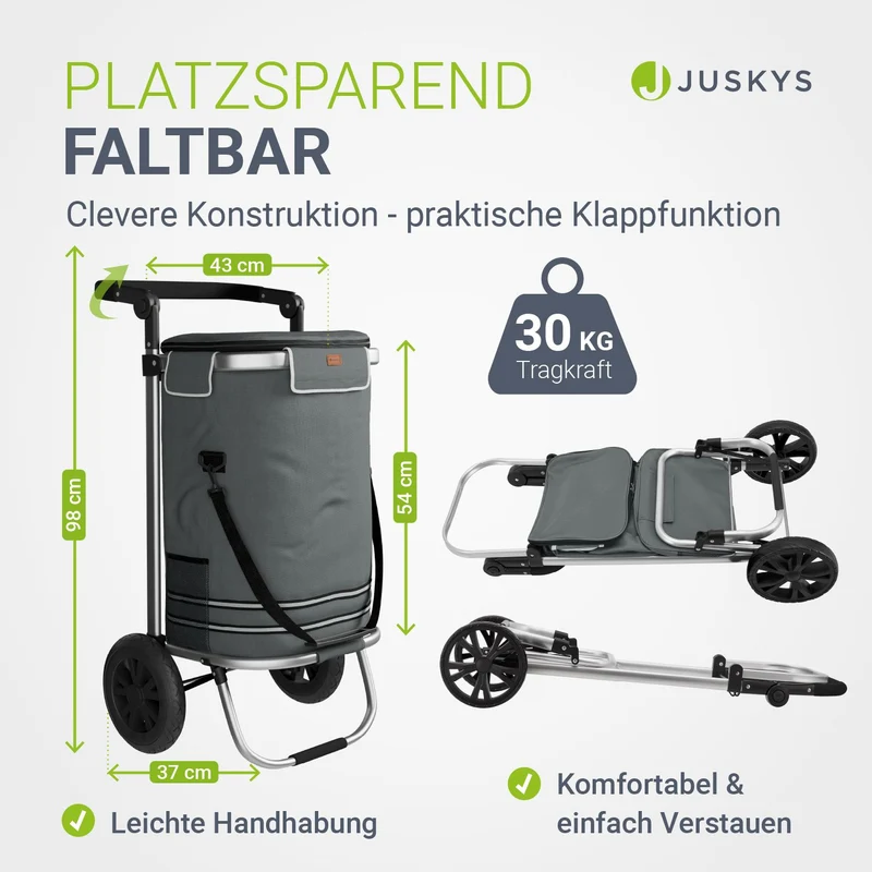 Chariot de courses 3 en 1 pliable – 56 L