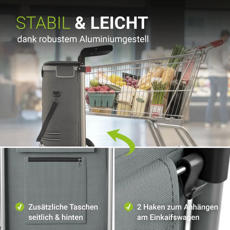 Chariot de courses 3 en 1 pliable – 56 L