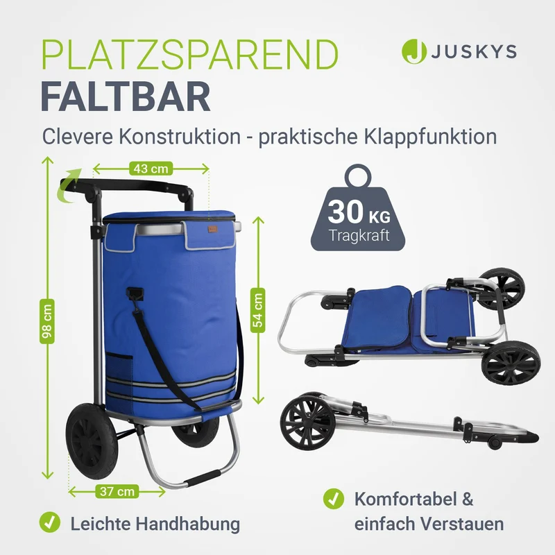 Chariot de courses 3 en 1 pliable – 56 L