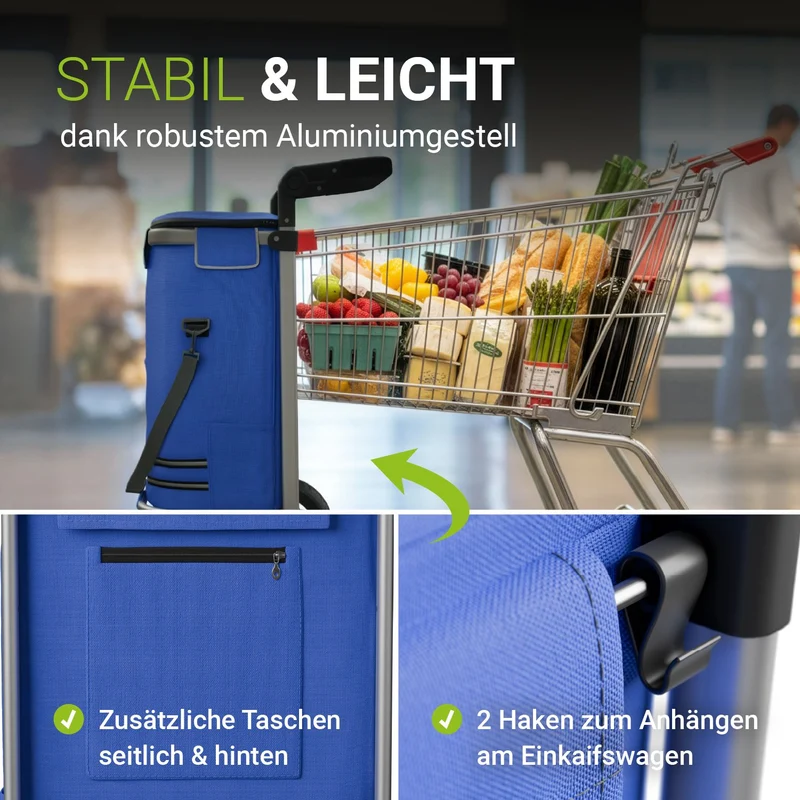 Chariot de courses 3 en 1 pliable – 56 L