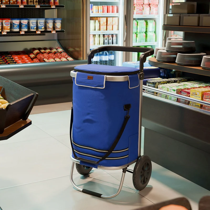 Chariot de courses 3 en 1 pliable – 56 L