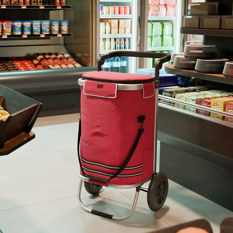Chariot de courses 3 en 1 pliable – 56 L