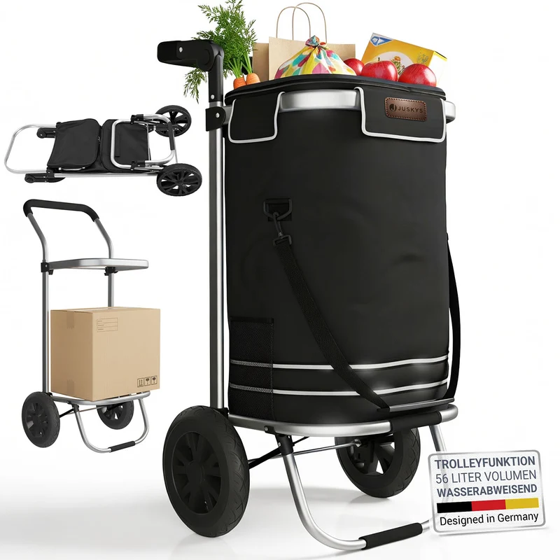 Chariot de courses 3 en 1 pliable – 56 L