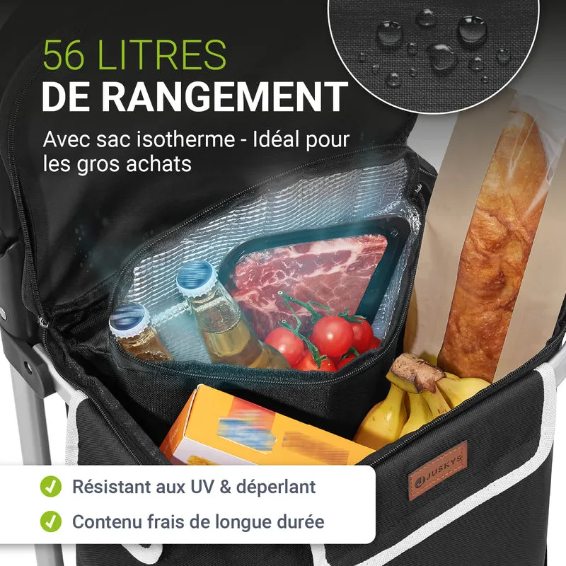 Chariot de courses 3 en 1 pliable – 56 L