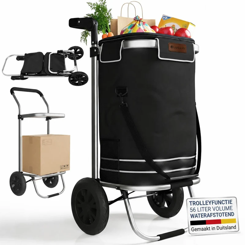 Chariot de courses 3 en 1 pliable – 56 L