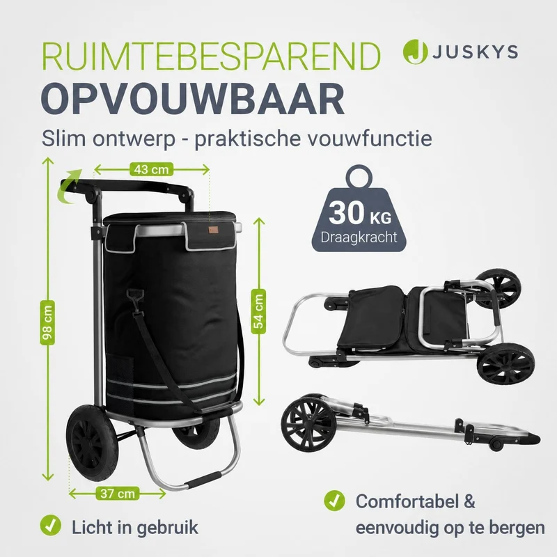 Chariot de courses 3 en 1 pliable – 56 L