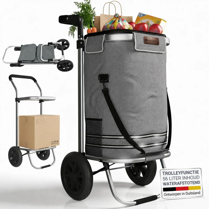 Chariot de courses 3 en 1 pliable – 56 L