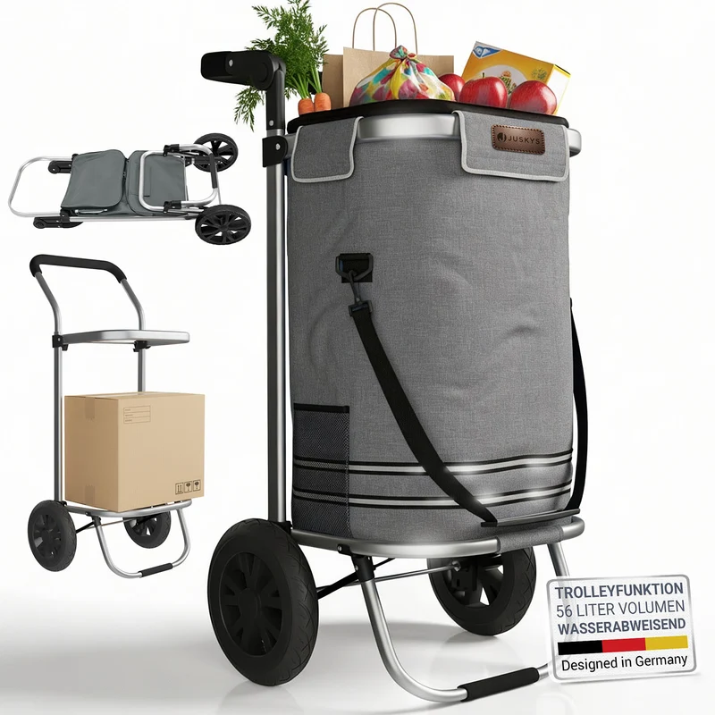 Chariot de courses 3 en 1 pliable – 56 L