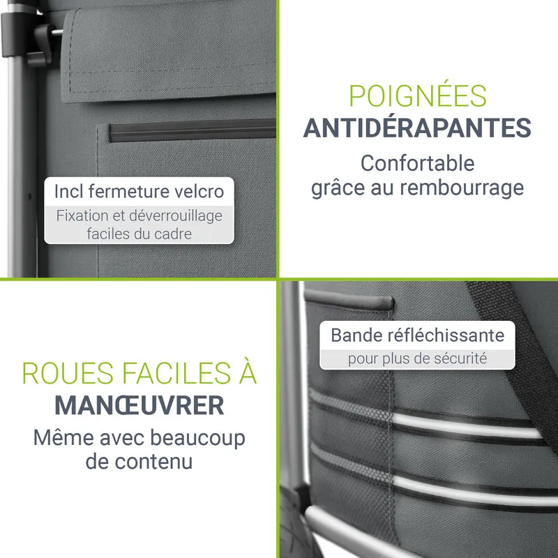 Chariot de courses 3 en 1 pliable – 56 L
