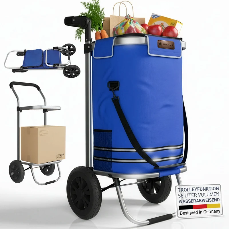 Chariot de courses 3 en 1 pliable – 56 L