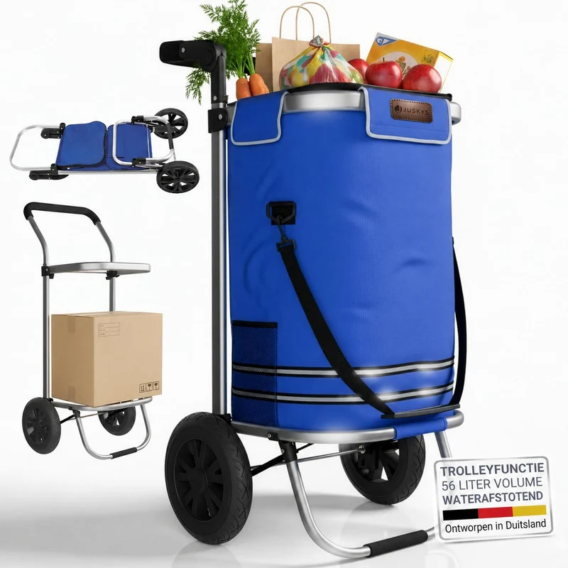 Chariot de courses 3 en 1 pliable – 56 L