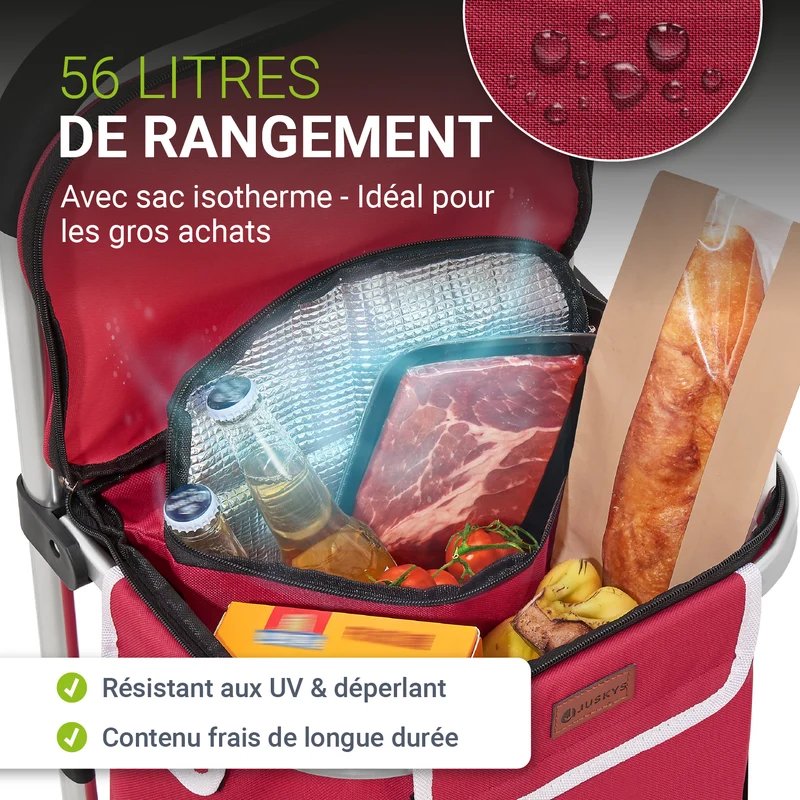 Chariot de courses 3 en 1 pliable – 56 L