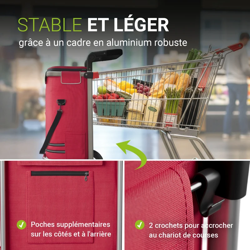 Chariot de courses 3 en 1 pliable – 56 L
