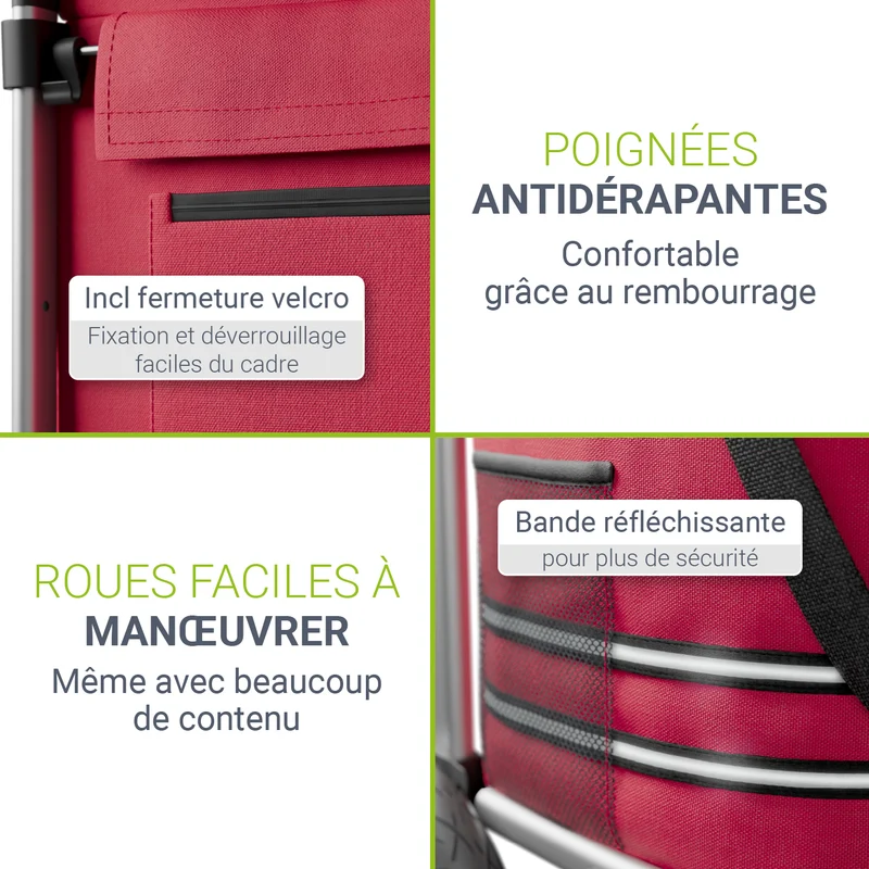 Chariot de courses 3 en 1 pliable – 56 L