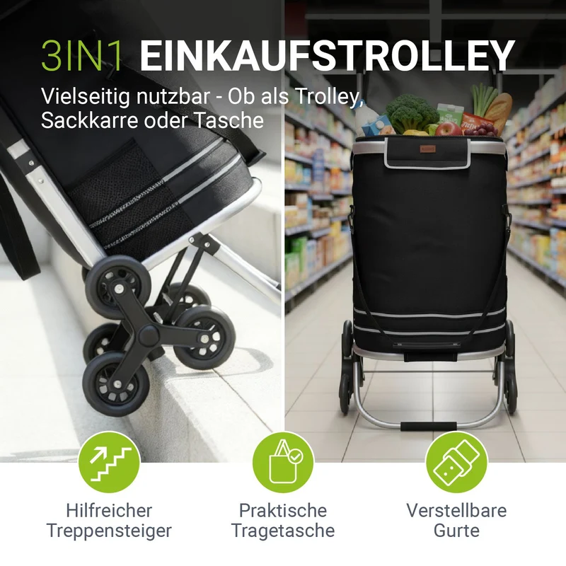 Chariot de courses monte-escalier – pliable