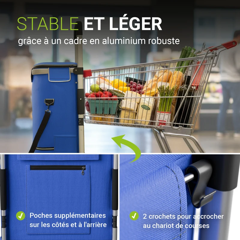Chariot de courses monte-escalier – pliable