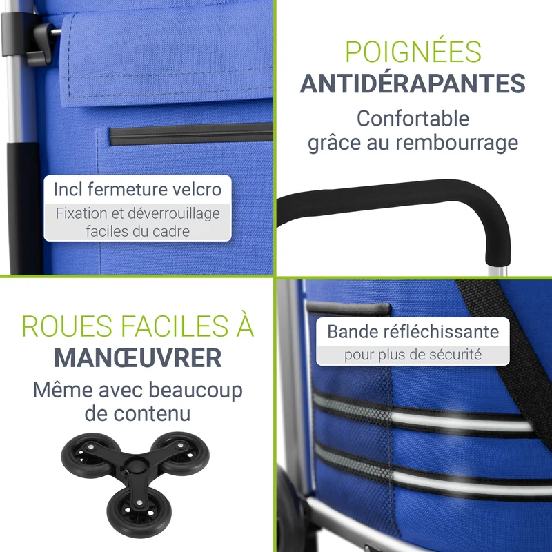 Chariot de courses monte-escalier – pliable