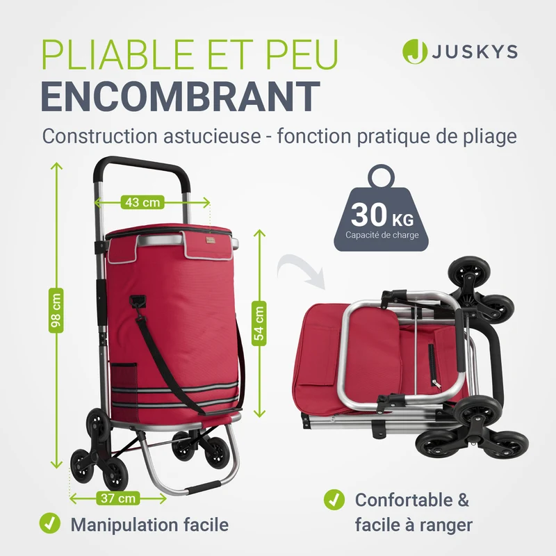Chariot de courses monte-escalier – pliable