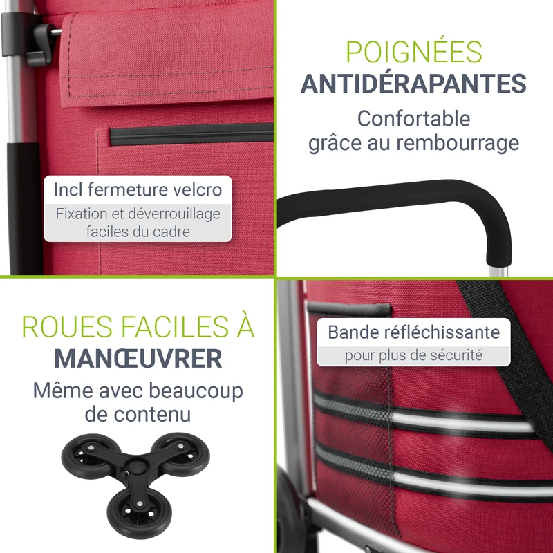 Chariot de courses monte-escalier – pliable