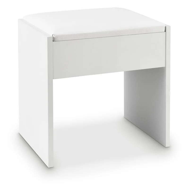 Tabouret de coiffeuse Melly – avec coussin d'assise – blanc