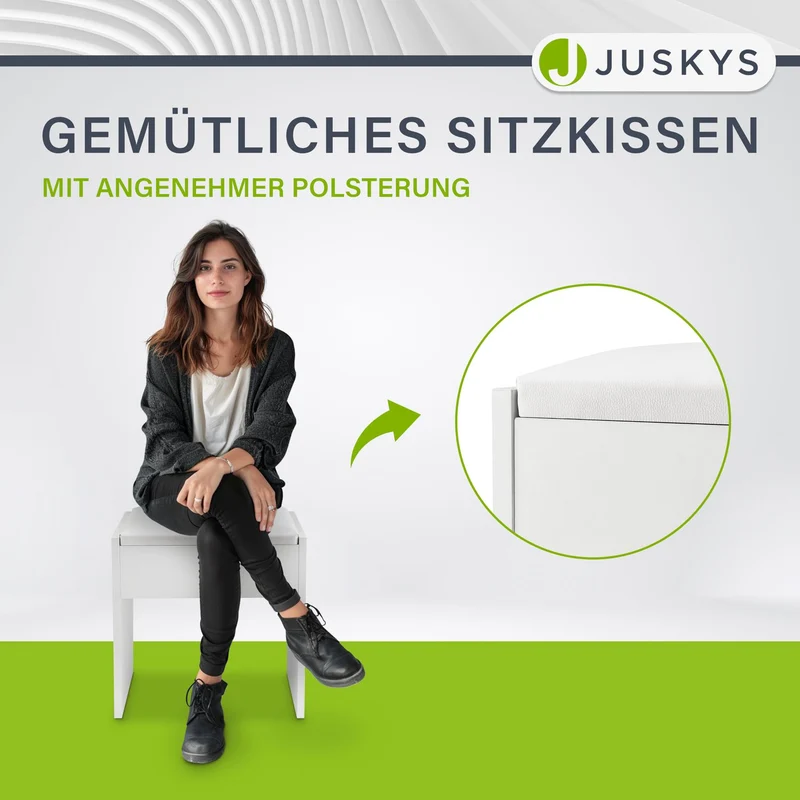 Tabouret de coiffeuse Melly – avec coussin d'assise – blanc