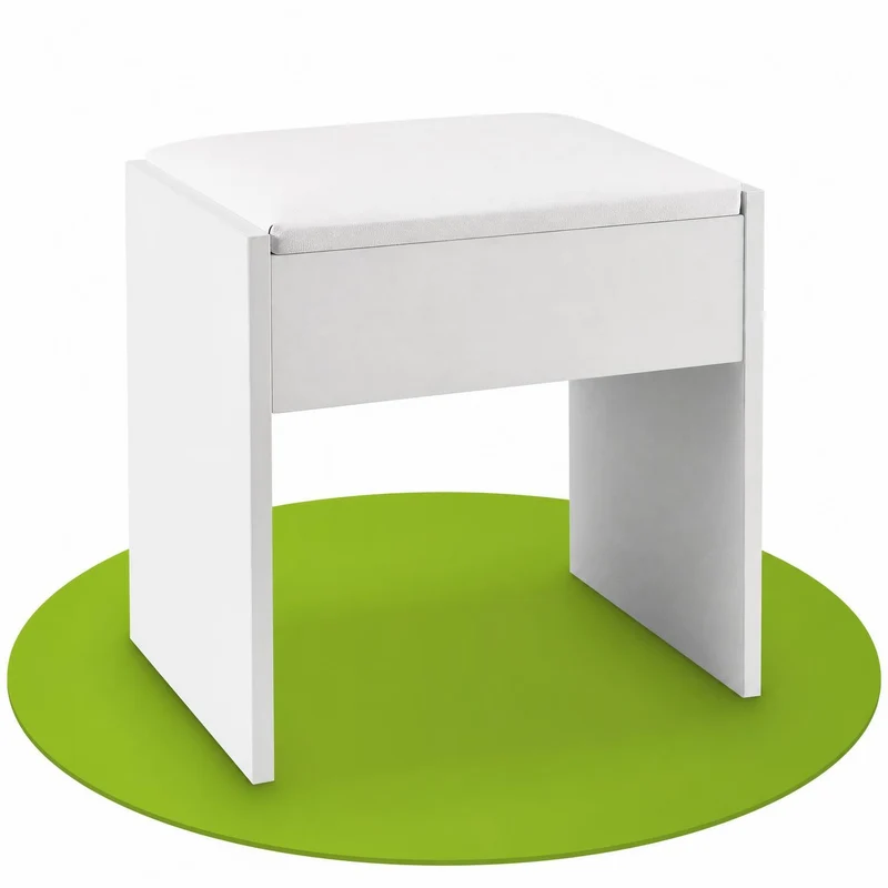 Tabouret de coiffeuse Melly – avec coussin d'assise – blanc