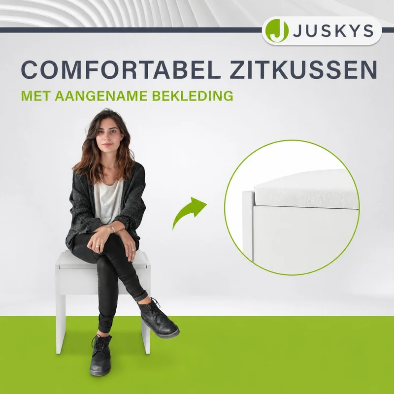 Tabouret de coiffeuse Melly – avec coussin d'assise – blanc