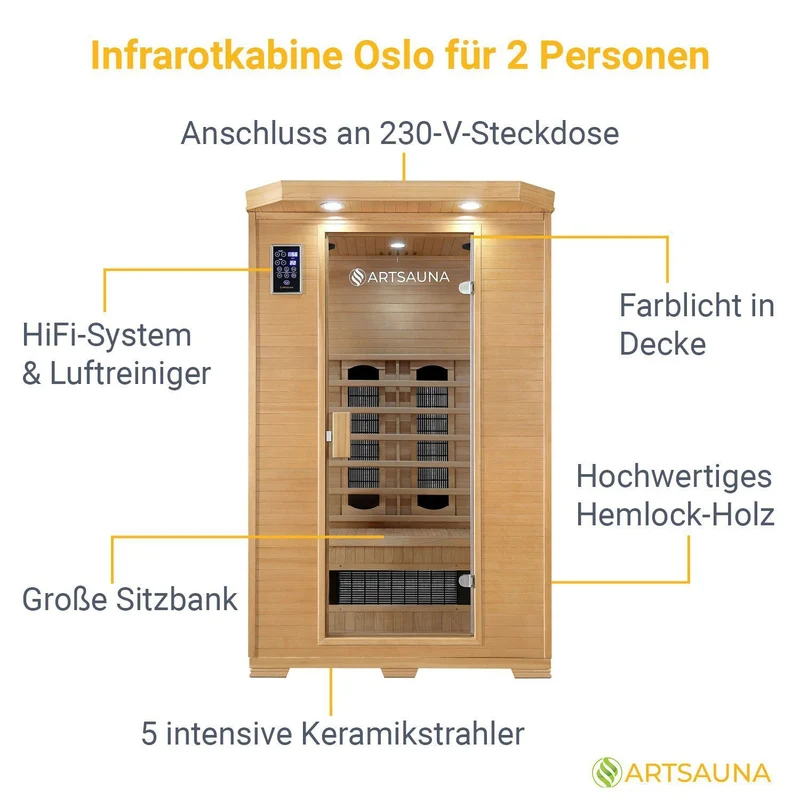 Sauna infrarouge Oslo avec radiateurs en céramique