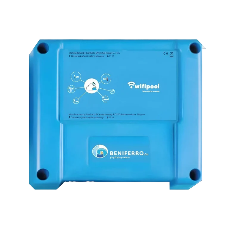 Boîtier de mesure et Pilotage WiFiPOOL Connect-PRO extensible avec mesure de pH, RX, 3x température, débit, 3x mesure de niveau, pression et conductivité, connexion Ethernet et 4 prises