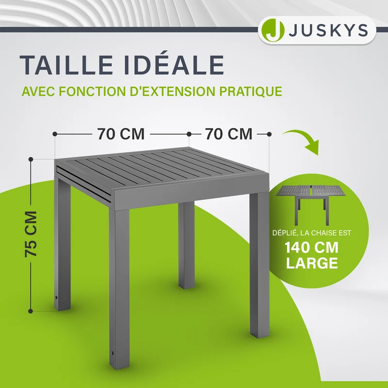 Table de jardin extensible Laki – aluminium