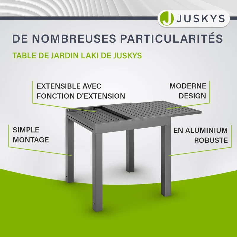 Table de jardin extensible Laki – aluminium