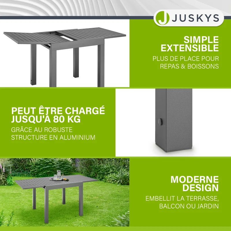 Table de jardin extensible Laki – aluminium