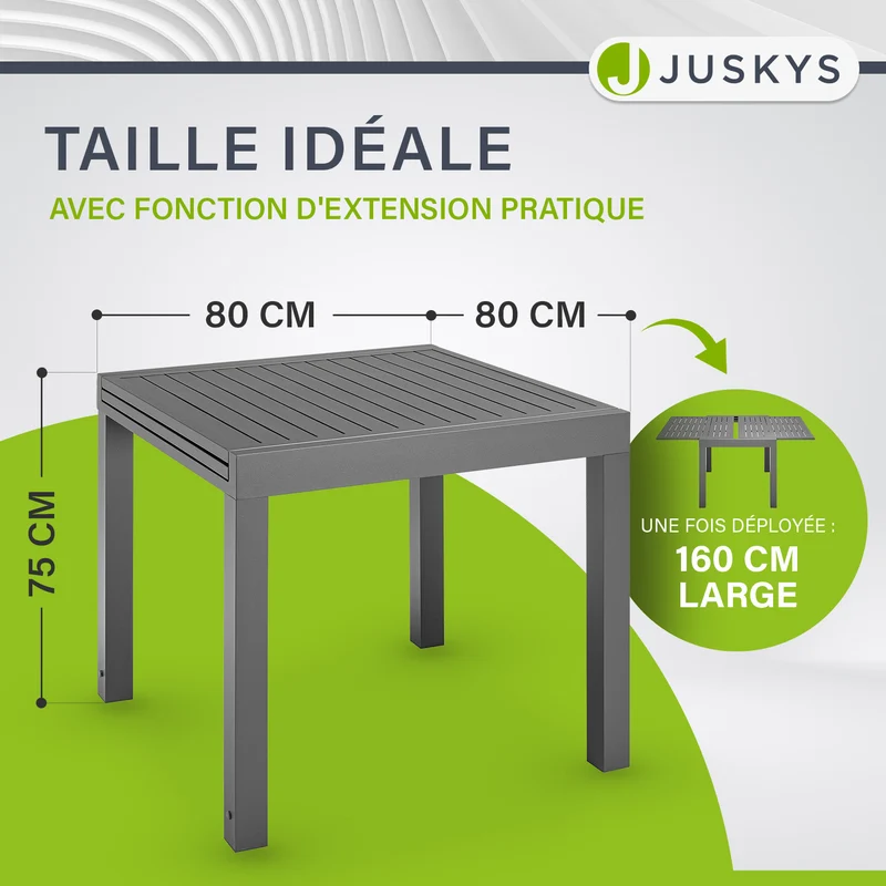 Table de jardin extensible Laki – aluminium