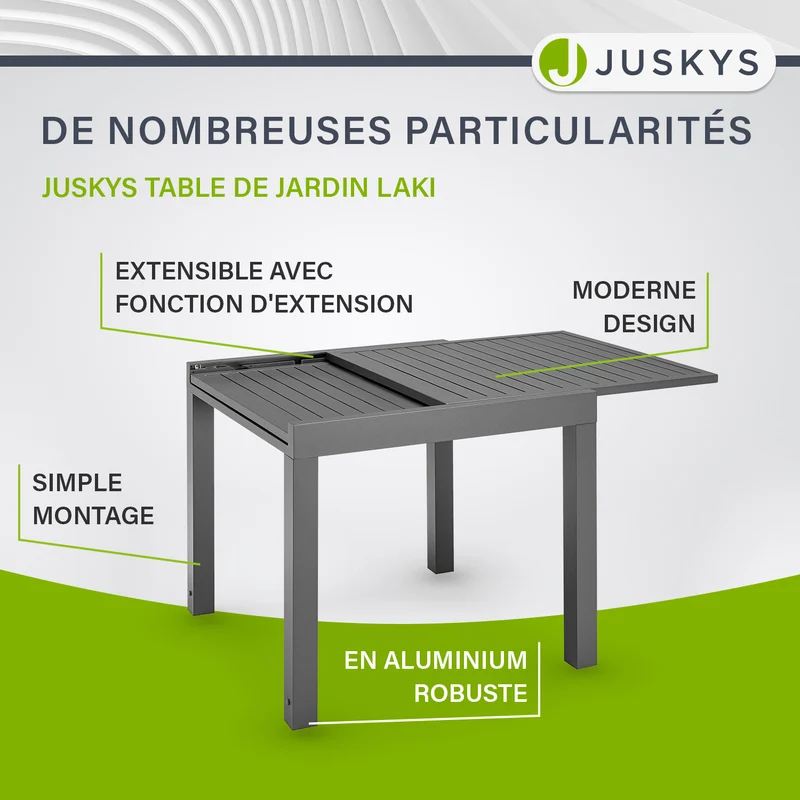 Table de jardin extensible Laki – aluminium