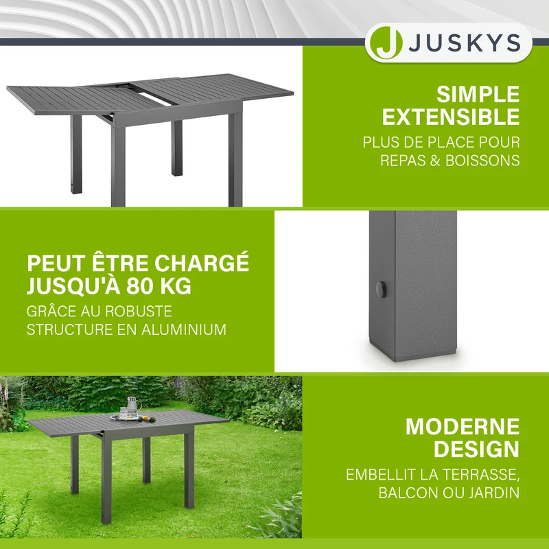 Table de jardin extensible Laki – aluminium