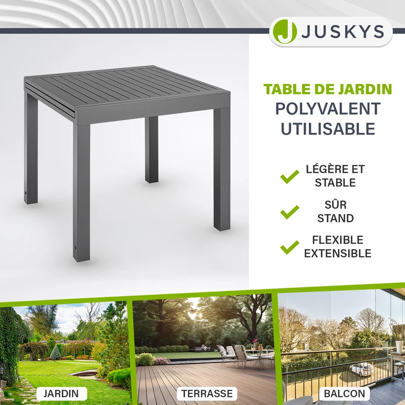 Table de jardin extensible Laki – aluminium