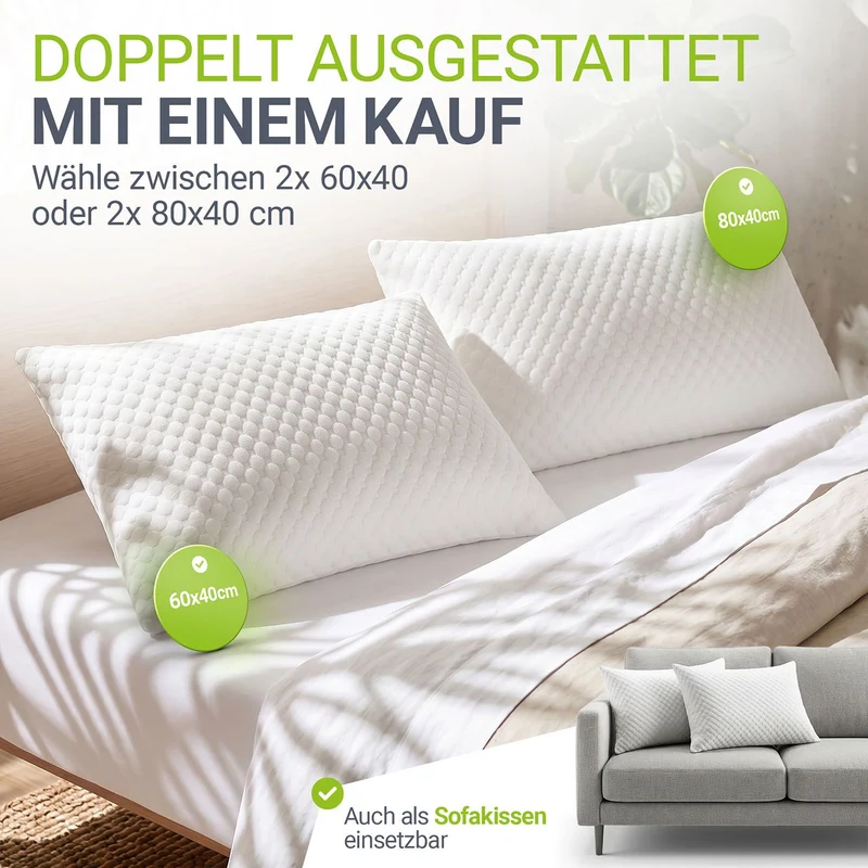 Oreillers à mémoire de forme – lot de 2, ergonomiques