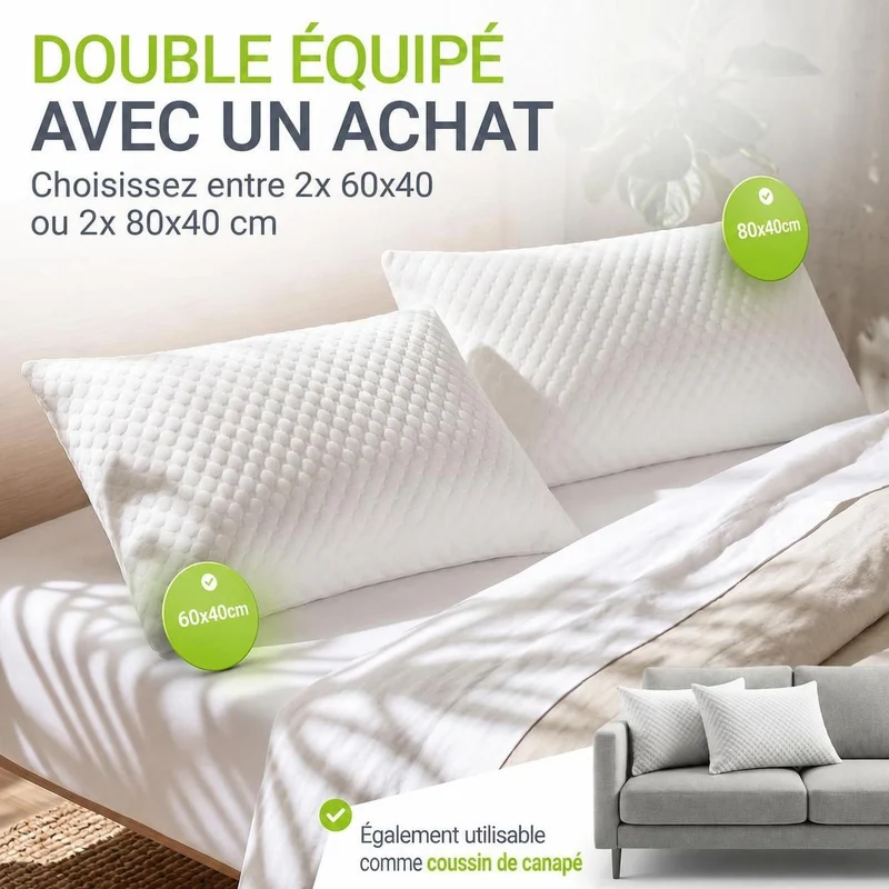 Oreillers à mémoire de forme – lot de 2, ergonomiques