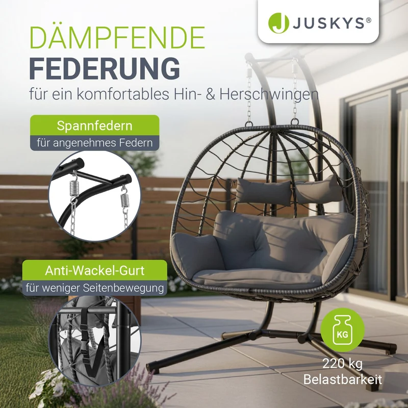 Fauteuil suspendu double en polyrotin Aria