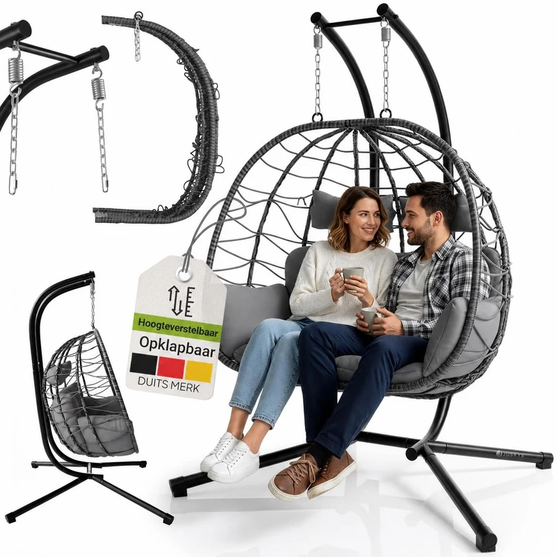 Fauteuil suspendu double en polyrotin Aria