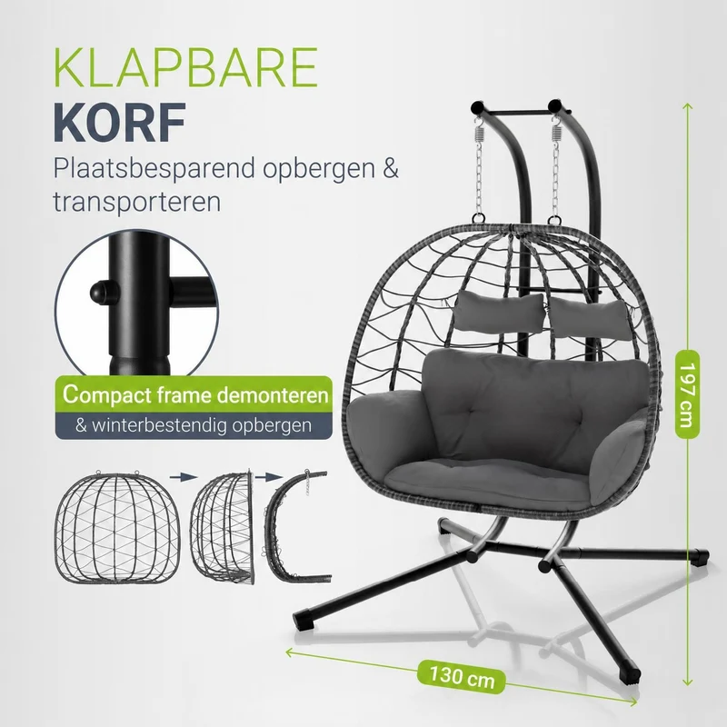 Fauteuil suspendu double en polyrotin Aria