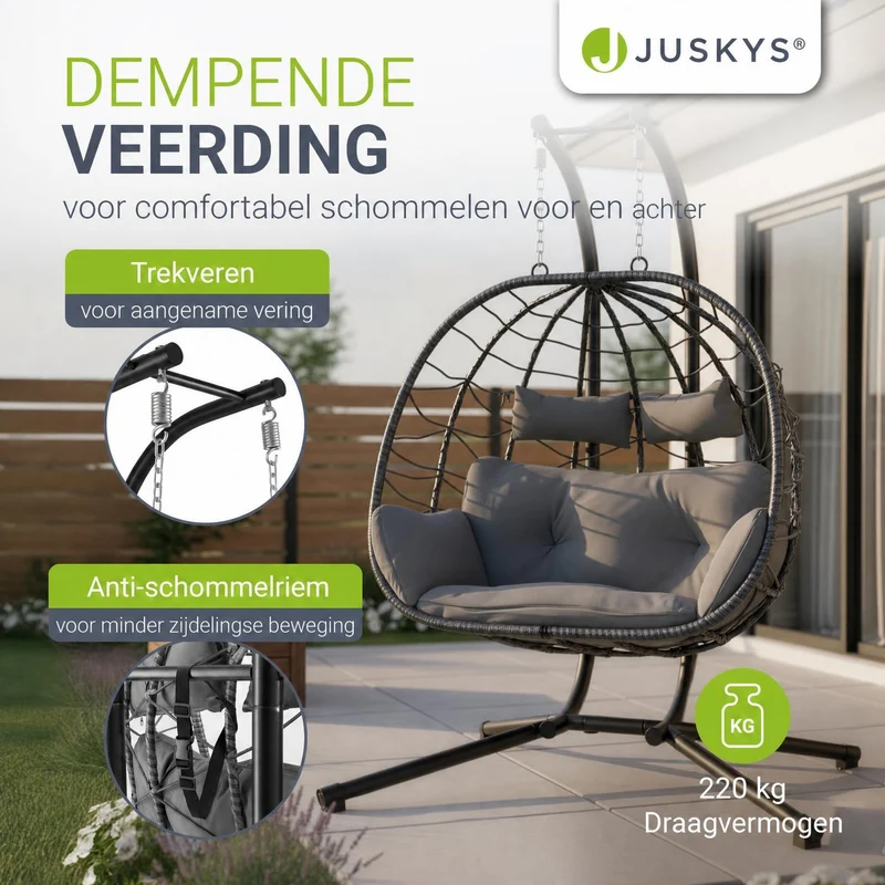 Fauteuil suspendu double en polyrotin Aria